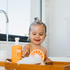 Dabble & Dollop Citrus Kiss Bundle, Natural Bubble Bath, Body Wash & Shampoo for Kids, USA-made, Paraben & Sulfate Free, Vegan, Gluten-Free, Tear-Free, Tangerine, Vanilla, Lemon (Set of 3)