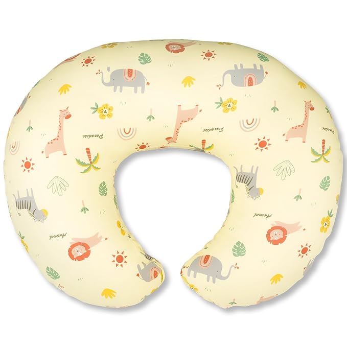Nursing Pillow, Breastfeeding Pillow with Removable Cover, Ergonomic Breast Feeding Pillow, Baby Feeding Support Cushion for Mom Easier Breastfeeding- Original Size/Animal Yellow