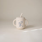 mushie 100% Silicone Training Cup & Straw for Toddlers | 6 Months+ (Lilac Flowers)