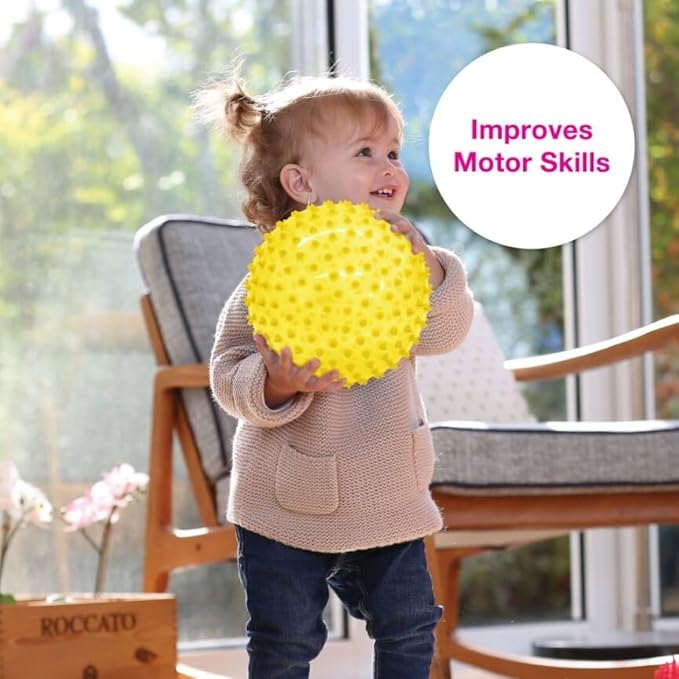 Edushape Original Sensory Ball - 7" Deflated Yellow Color Baby Ball Enhances Gross Motor Skills for Kids 6 Months & Up