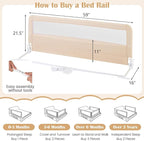 HONEY JOY Bed Rail for Toddlers, 59-in Extra Long, Portable Safety Guardrail w/Double Safety Child Lock, Foldable Baby Bed Rail Guard, Fit King & Queen Full Twin Size Bed Mattress (2 Pack, Beige)