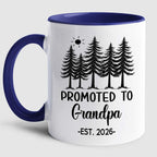 Personalized Grandpa EST 2026 Accent Mug Gift For New Grandad Grandfather, Customized Promoted To Grandpa White Coffee Mug 11 Oz 15 Oz, Pregnancy Announcement Travel Cup Gift For Pawpaw From Family