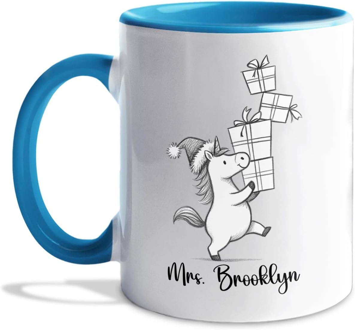 Unicorn White Accent Cup 11 15 Oz, Personalized Name Unicorn Coffee Mug Gift For Baby Girl/Sister/Daughter/Girlfriend, Custom Animal Cup Gifts For Unicorns Lovers Birthday Anniversary Thanksgiving