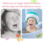 Baby Shower Cap Shield, Shower Cap for Kids, Visor Hat for Eye and Ear Protection for 0-9 Years Old Children,Cute Dinosaur/Crocodile/Hippo shape Makes the Baby Bath More Fun (Crocodile, Blue)