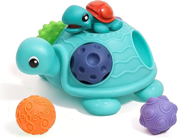 Sensory Balls Montessori Toys for Babies 6-12 Months, Baby Sensory Toys Turtle Toys Bright Color Textured Multi Soft Balls, BPA Free Ball for Toddlers 1-3 Teething Gifts