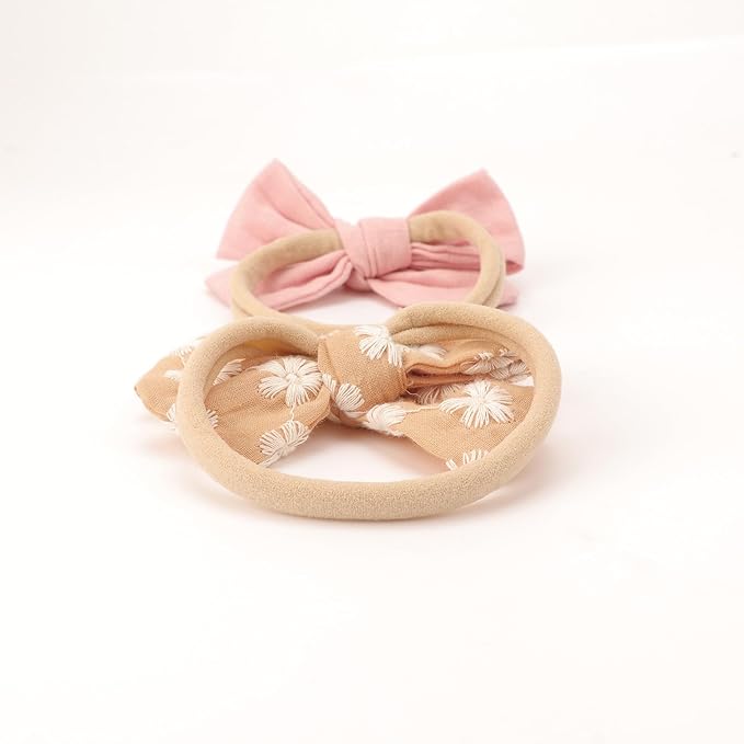 Baby Girl Headbands with Bows Soft Nylon Newborn Toddler Hairbands Handmade Baby Hair Accessories for Infant Girls Kids