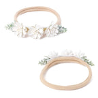 Baby Girl Nylon Headbands Flower Hair Bows Accessories-Elastic Hair Band Crown Handmade FLoral Wraps Birthday Gifts for Girls Newborn Infant Toddler 3Pcs