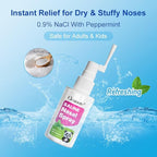 Nasal Cavity Cleaner 0.9% Physiological Saline Available for Children and Adults (60ml)-Moisturizes Dry Nose,Clean Nasal Passage，Sinus Relief，Refresh ，360 Degree Rotating Nozzle