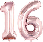GOER Number 16 Balloons for 16th Birthday Sweet 16 Party Decorations,42 Inch Jumbo Foil Helium 61 Balloons for 61st Birthday Party Decoration (Rose Gold)