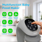 EVLA'S Baby Food Maker, Steamer, Blender, Baby Food Processor for Healthy Homemade Baby Food in Minutes, Touch Screen with 6 Reusable Food Pouches, Baby Registry Essential, Grey