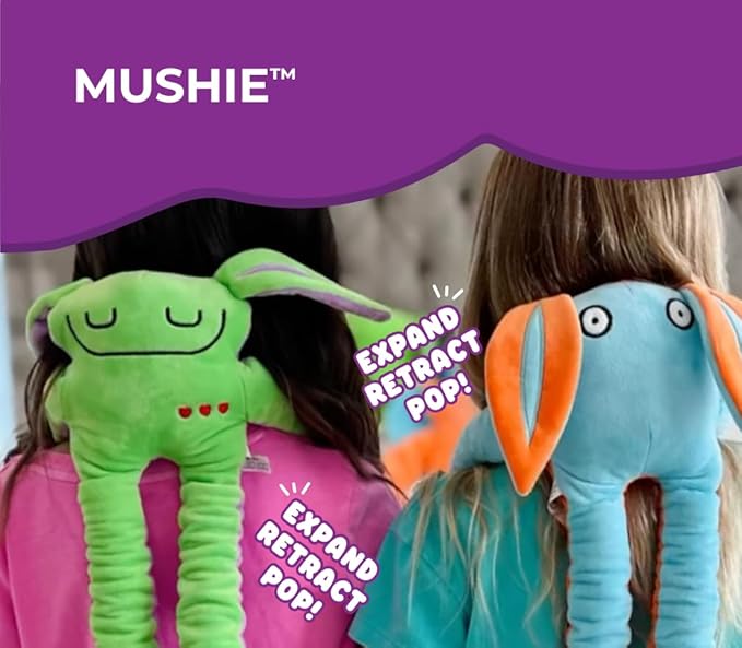 Mushies Stretchable Pop Tube Toy – Extra-Long 18" Retractable Arms/Legs, Hook and Loop Hands/Feet – Wearable, Bendable Fidget for Focus, Mood & On-The-Go Fun (Shloof)
