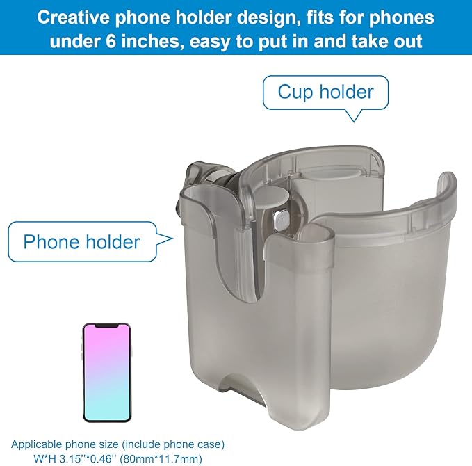 Accmor Stroller Cup Holder with Phone Holder, Bike Cup Holder, Universal Cup Holder for Uppababy Nuna Doona Strollers, 2-in-1 Cup Phone Holder for Stroller, Bike, Wheelchair, Walker, Scooter