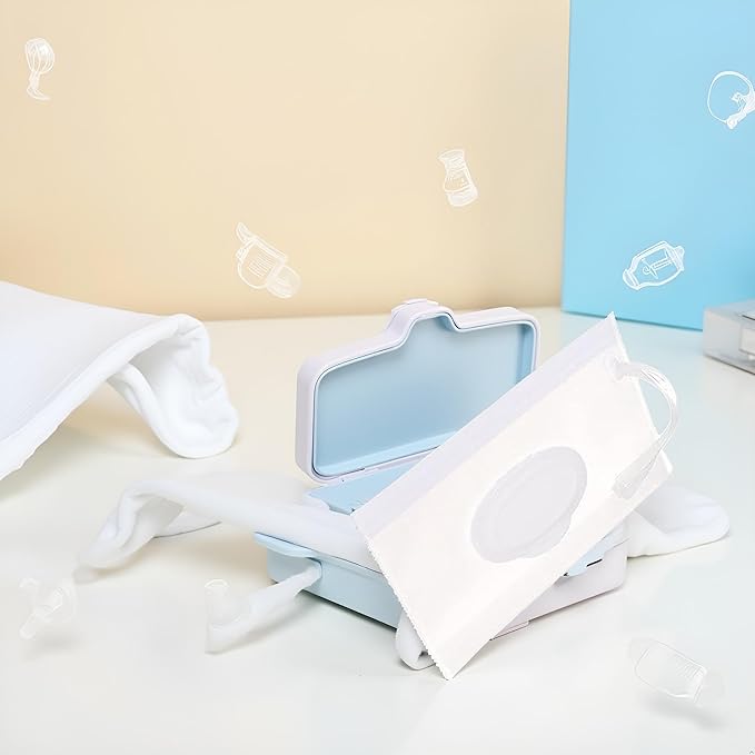 Transparent Baby Wipe Case Travel Holder Keeps Wipes Moist Set of Wet Wipes Holders Cases Portable Travel On The Go Refillable Dispenser Container, Diaper Wipe Holders