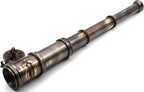 14 Inch Vintage Nautical Brass Telescope with Wood Box – Handheld Spyglass for Marine, Pirate, and Captain Use