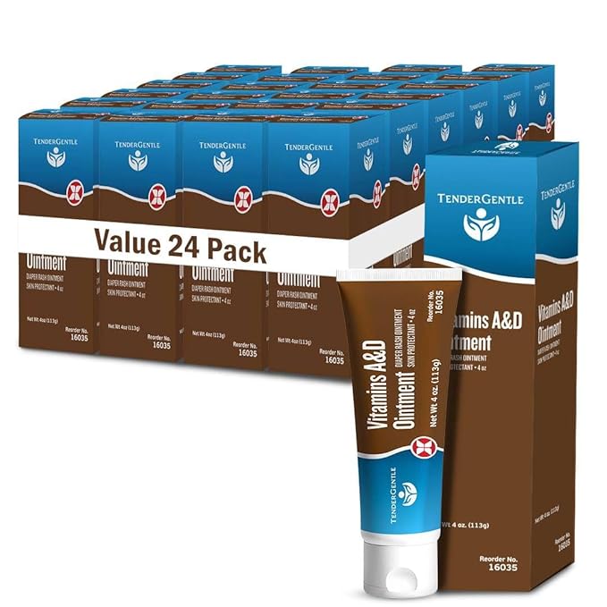 Vitamin A&D Ointment for Baby Diaper Rashes - 4 oz Tube, 24 Pack - A and D Ointment for Adults, Seniors, and Babies