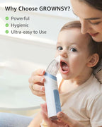 GROWNSY Nasal Aspirator for Baby, Electric Nose Aspirator for Toddler, Baby Nose Sucker, Automatic Nose Cleaner with 3 Silicone Tips, Adjustable Suction Level, Music and Light Soothing Function, Blue