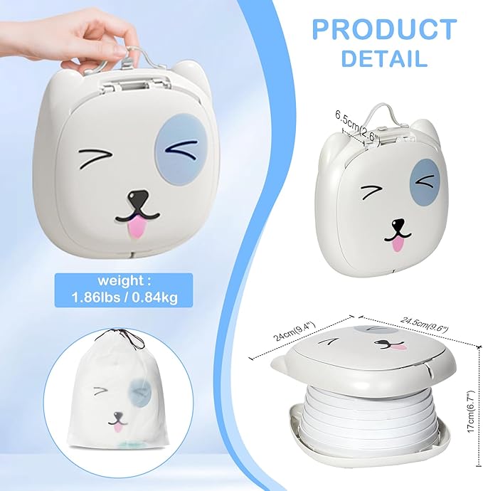 2025 Upgraded Portable Potty Training, Travel Potty for Toddler, portable toilet for kids Foldable, Apply to Seat Emergency Toilet for Camping, Outdoor,Car, Indoor(white Gray)