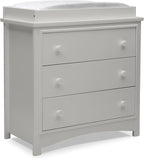 Delta Children Perry 3 Drawer Dresser with Changing Top and Interlocking Drawers, Moonstruck Grey