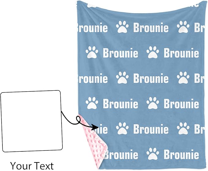 Personalized Baby Blankets for Boys Girls, Custom Name Blue Dog Paws Pattern Baby Blanket, Soft Minky Dot Blanket for Newborns and Toddlers, Ideal for Baby Showers Christmas Brithday Gifts