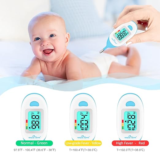 Easy@Home Baby Rectal Thermometer with Fever Indicator - Perfect Newborn & Infant Digital Thermometer with LCD Display Reading Body Temperature-Kid and Baby Item with Accurate Fast Reading - EMT-027