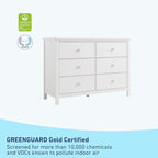Graco Sasha 6 Drawer Dresser (White) – GREENGUARD Gold Certified, Wood Storage for Nursery or Kids’ Room, Safe Interlocking Drawer System & Easy Assembly with Pre-Installed Tracks