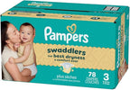 Pampers Swaddlers Diapers, Size 3 (13-26 lbs), 78 Count, Absorbent, Keeps Baby Dry and Comfortable, Skin Safe Disposable Baby Diaper (Packaging May Vary)