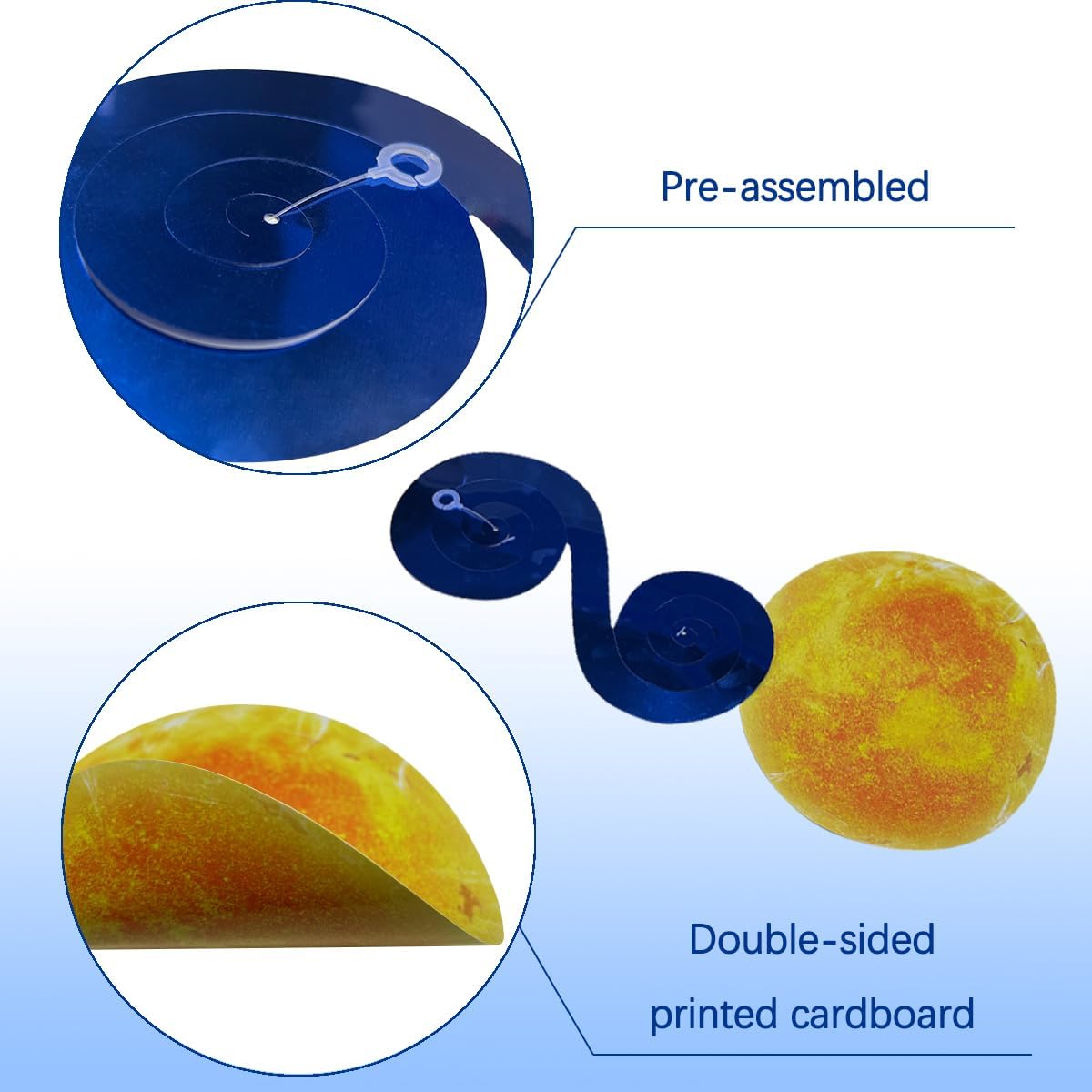 Pre-strung Birthday Party Decorations Outer Space themed Set, with 2 Banners, 10 Solar System Planet Swirl Streamers, Hanging Dazzling Star Garlands for Kids Teens Party Decoration Gifts