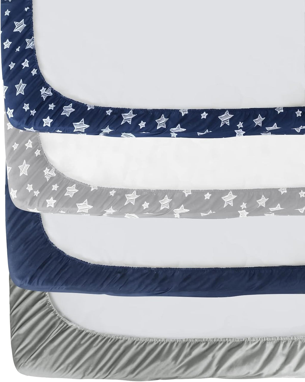 Crib Sheets for Boys or Girls 4 Pack, Fitted Crib Sheet for Standard Size Crib and Toddler Mattresses, Soft and Breathable Material, Navy