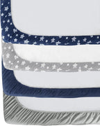 Crib Sheets for Boys or Girls 4 Pack, Fitted Crib Sheet for Standard Size Crib and Toddler Mattresses, Soft and Breathable Material, Navy