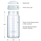 COMI Wide Neck Glass Breastmilk Collection n Storage Bottle, 8oz with Screw Ring Sealing Disk; Re-markable Sealing Disc. BPA Free, Fits Breast Pumps & Nipples (2 Gray Lids)