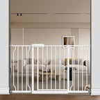 TSAYAWA Walk Through Baby Gate with Door, 48.1-52.7 Inch Wide Presure Mounted No Drill Metal Auto Close Child Gate for Stair Doorway - Indoor Outdoor Safty Gate for Toddler Dog Doggie, White