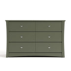 Storkcraft Crescent 6 Drawer Double Dresser (Olive) – GREENGUARD Gold Certified, Nursery Dresser for Kids Bedroom