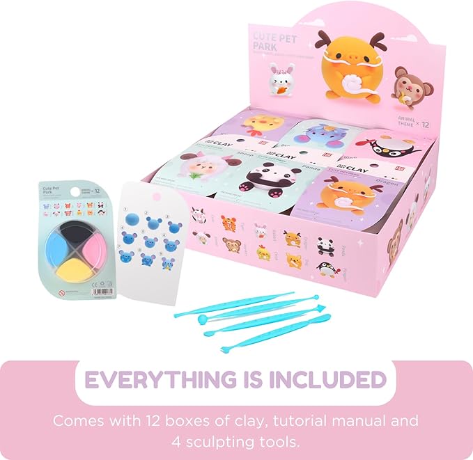 Air Dry Clay Kits - Modeling Clay for Kids, Ultra Light & Soft, Safe & Non-Toxic, DIY Airdryclay Kit with Sculpting Tools and Tutorials, Creatible Art Crafts Toys Gifts for Boys Girls