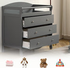 3-Drawer Changing Table, Safety Rails & Strap, Infant Diaper Changing Station with Drawers, Baby Diaper Changing Table Dresser for Nursery, Easy Assembly (Gray)