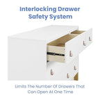 GAP babyGap Legacy 6 Drawer Dresser with Leather Pulls and Interlocking Drawers - Greenguard Gold Certified, Bianca White/Natural