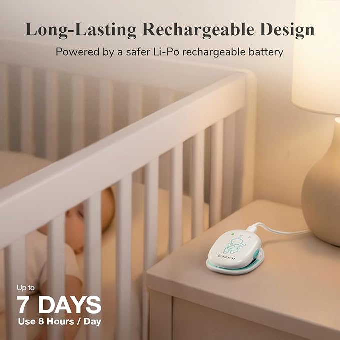 Sense-U Pro Baby Monitor – Breathing Movement, Rollover & Overheating Trackers for Better Sleep, Simple Clip-On Smart Sleep Monitor with Arousal Vibration, Audible Alerts & Sleep Analysis