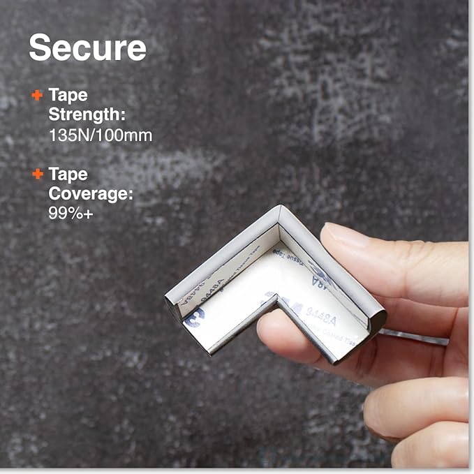 Roving Cove Slimfit Corner Edge Protector for Baby Proofing (Small 18ft Edges 8 Corners), Furniture Safety Bumper Guard, Soft NBR Rubber Foam, 3M Adhesive, Stone Grey