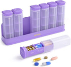 Weekly Pill Organizer 3X a Day, Detachable Pill Box 7 Day, Large 3 Times Daily Pill Case, Travel Pill Container Holder, Week Medication Dispenser Pillbox for Vitamin Supplement Medicine, Purple