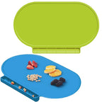 Silicone Placemat for Baby, Silicone Baby Toddlers Non-Slip Tablemats Stain Resistant Anti-Skid Reusable Dishwasher Safe Table Mats, Portable Food Mat Travel (Bright Green/Blue)