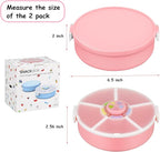 Kids' Rotating Snack Container Set – 2-Pack, Includes 1 Rotating Snack Container & 1 Round Sectioned Snack Box, BPA-Free, Dishwasher Safe, Perfect for Travel-Pink