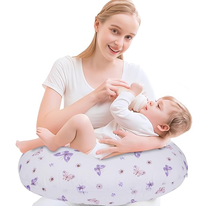 Plushii Nursing Pillow for Breastfeeding, Breathable Breast Feeding Pillow and Positioner with Removable Cover for More Support, Tummy Time and Bottle Feeding Support Pillow, Butterfly Dreams