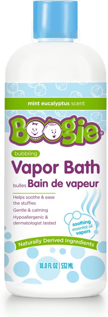 Boogie Kids Botanical Bubble Bath, Soothing Vapor, Made with Plant and Oat Extracts, Natural Essential Oils, Mint Eucalyptus, 18 oz (Pack of 1)