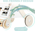 Beright Wooden Baby Walker with Roller, Push and Pull Learning Activity Walker, Multi-Functional Kids’ Activity Toy, Multiple Activities Center, Develops Motor Skills & Stimulates Creativity, Natural