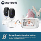 Motorola Nursery VM75 2-Camera Video Baby Monitor, 1000ft Range no WiFi 2.4 GHz Wireless, 5" Screen, 2-Way Audio, Pan/Tilt/Zoom, Room Temp, Lullabies, Night Vision (Renewed)