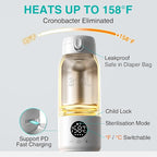 Koalababy Portable Bottle Warmer for Travel – Baby Bottle Warmer with Fast Heating, 17oz Large Capacity Milk Warmer for Breastmilk, Formula, Water, IPX6 Washable, for Car, Airplane & Outdoor Travel