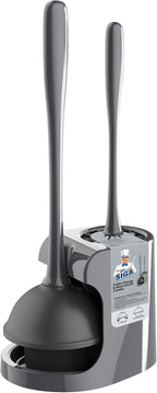 MR.SIGA Toilet Plunger and Bowl Brush Combo for Bathroom Cleaning, Gray, 1 Set