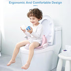ANGELBLISS Baby Potty Training Toilet Seat with Soft Cushion Handles, Haute Collection, Double Anti-Slip Design and Splash Guard for Boys and Girls (Pink)