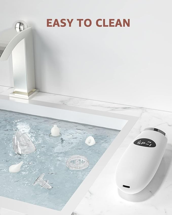 GROWNSY Nasal Aspirator for Baby | Baby Nose Sucker | Electric Nose Suction for Toddler, Ergonomic Booger Sucker with 3 Silicone Tips, Music & Light Soothing Function(White)