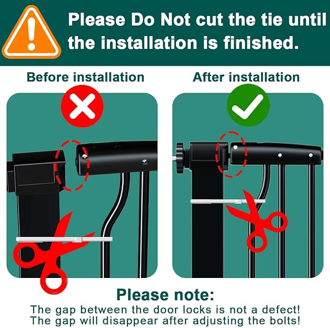 Fairy Baby 40.5" Extra Tall Baby Gate No Drill, 29.6"-40.5" Extra Wide Wide Dog Pet Gate Indoor, Metal Pressure Mounted Safety Child Kid Gate, Auto Close Pet Cat Proof Gate for Stairs Doorway, Black