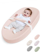 COMOMY Baby Changing Pad with Wipeable & Waterproof PU Cover, Contoured Diaper Changing Pad for Dresser with Non-Slip Safety Belt, Portable and Lightweight, Large Cushioned Foam, Pink